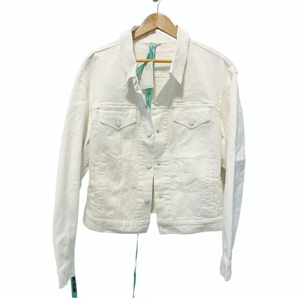 Mistress Rocks "FATHOM' White Classic Oversized Denim Jacket in Size M - Picture 3 of 9